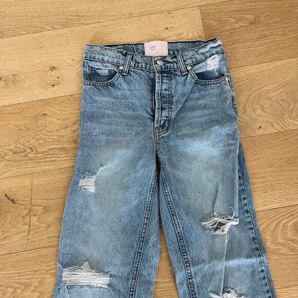 Revice Denim - High Waist Distressed Jeans in Blue - Picture 2 of 4